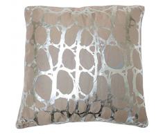Soleil docre Coussin Impression Argent 40x40 cm Puzzle Taupe, Polyester, Ecru, 40x40x15 cm