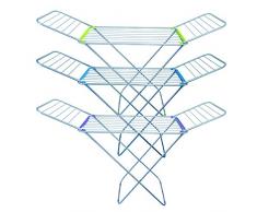 MSV 130085 Etendoir à Ailes Aluminium/Acier/Plastique Bleu/Vert/Violet 18 m