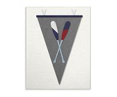 Le Stupell Home Decor Collection Fanion rames en Tissu Gris Collage Plaque Murale Art, Bois, Multicolore, 25.4Â x 64.52Â x 38.1Â cm