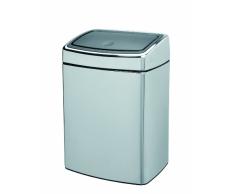 Brabantia 477201 Poubelle Touch Bin Rectangulaire avec seau en plastique 10 L - Inox Brillant