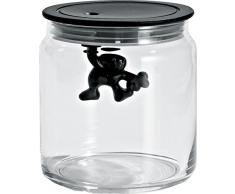 Alessi Amdr04 B Gianni a Little Man Holding on Tight Boîte de Cuisine en Verre avec Couvercle en Résine Thermoplastique, Noir, 70 Cl
