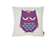 ZONS Coussin imprimé Hibou 45x45cm (6 Designs) + Rembourrage 450g (Violet)