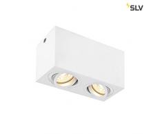 SLV TRILEDO Double, Plafonnier dintérieur QPAR51 en aluminium Blanc 10 W max