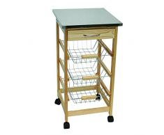MSV 110284 Cuisine Chariot Acier Inoxydable Wood Marron/Argent 78 x 37 x 37 cm