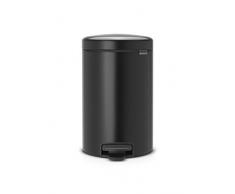 Brabantia 113741 Poubelle à Pédale Newicon avec Seau en Plastique, 12 L - Noir Mat