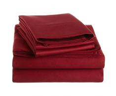 Impressions Superior - Ensemble de Drap de lit, 198 x 203 cm,Coton à 1500 Fils au Pouce carré, Coins Profonds, Couche Simple, uni, Bourgogne