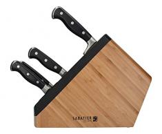 Creative Tops Sabatier Maison 4 pièces Edgekeeper Sensation Ensemble de Cuisine avec Bloc de Couteaux, Acier Inoxydable, Marron/Noir, 35.2 x 11.8 x 30.2 cm