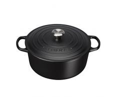 Le Creuset, Cocotte Signature en Fonte Ãmaillée avec Couvercle, à 20 cm, Ronde, Compatible avec Toutes Sources de Chaleur (Induction Incluse), Capacité : 2.4 L, 3.092 kg, Noir