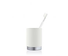 blomus 68852 Verre à Dents Ara Blanc/Argent, Acier Inoxydable, 8,2 x 8,2 x 11,5 cm