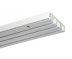 GARDINIA Rail pour rideaux GE3 avec montage sur châssis, 3 Rails, Plastique, 150 cm, Blanc