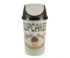 Tontarelli Poubelle basculante Vintage 45Â l Motif Cupcakes