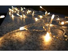 Amare Lot de 2 bougies LED en cire véritable Blanc 7,5 x 12,5 cm, Plastique cuivre, Blanc, Lichtervorhang 96 LED - 165 cm Breite