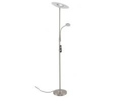 Briloner Leuchten Lampadaire à LED avec bras de lecture et variateur en continu avec télécommande en métal 28 W 2500 lm Nickel mat Hauteur 1,80 m 24 W