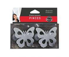 douceur dintérieur 2 embrasses pince 7x5.8cm metal peint papillando gris