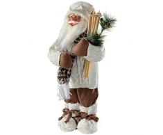 WeRChristmas Figurine de Père Noël avec Gilet en Tricot Tenue de Ski pour Femme, 47 cm â Blanc/Marron