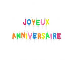 1 An de plus BO2024 Bougie Motif Joyeux Anniversaire, Cire/PP, Multicolore, 1,8 x 0,6 x 5,4 cm