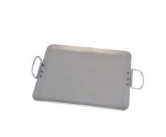 De Buyer 5521.37 Carbone Plus Plaque Plancha avec 2 Anses Inox - Tôle dAcier Blanche - 34 x 27 cm