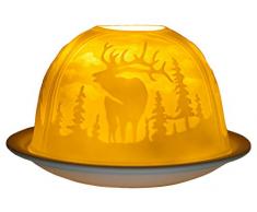 Him DL0015 cerf (Deer) -photophore en Porcelaine, Blanc Cassé, 12x12x8 cm