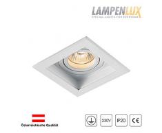 Lampenlux Scout Spot encastrÃ© carrÃ© blanc rotatif et orientable Spot (sans ampoule LED) Aluminium