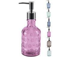 Spirella Collection Carlita, Distributeur de Savon Liquide Ã 7Â x 20Â cm (0,3Â litres), Verre recyclÃ©, Rose
