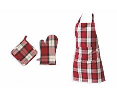 Villa dEste Home Tivoli 2419503Â Lot Gant Manique Tablier, Coton, Rouge, 30Â x 22Â x 3Â cm, 3Â unitÃ©s