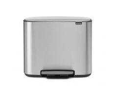 Brabantia - 121128 - Poubelle Bo Pedal Bin, 3 x 11 litres, Acier Mat Antitraces de Doigts