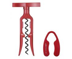 Le Creuset, Tire-bouchon de Table avec Coupe-Capsule, Extraction des Bouchons de Vin, Cerise, Polycarbonate, GS100