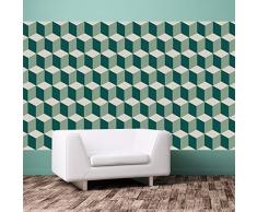 Walplus Vert 3D Cubes Mural Autocollant Mural, Vinyle Multicolore, 63.5 X 63.5 X 3 CM