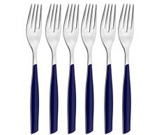 BUGATTI GLBU-021F05/6 Glamour MÃ©nagÃ¨re de 6 PiÃ¨ces Fourchette Dessert SAN/Acier Bleu Marin 16 x 26 x 3 cm