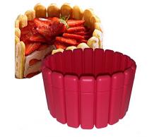 ELICUISINE 013907 Moule A Charlotte Silicone, Rouge, 19 cm