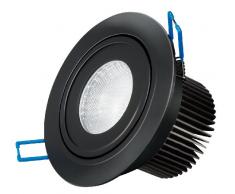 Transmedia LPE1L Spot encastrable à LED 230 V/9,5 W, 570 lm, montage au plafond, intensité variable 30 degrés CRI/RAâ¯: 80, diamètre 108 x 68 mm, blanc chaud 3000 K, LPE4L, noir 9.5 watts