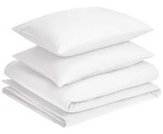 AmazonBasics Parure avec housse de couette en microfibre de qualitÃ© supÃ©rieure Blanc Ã©clatant 220 x 250Â cm / 50 x 80Â cm