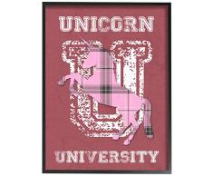 Stupell Industries universitÃ© Licorne Rose Plaid surdimensionnÃ© encadrÃ©e giclÃ©e Art texturÃ©, Multicolore, 16Â x 1,5Â x 50,8Â cm