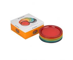 Le Creuset, Set de 6 Assiettes Rondes, Ã 18 cm, CÃ©ramique, Arc-en-ciel