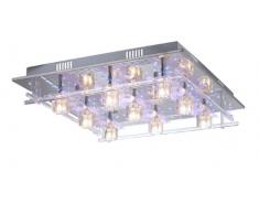 Paul Neuhaus Plafonnier à 9 ampoules G4 20 W et 92 LED 0,05 W Chromé