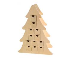 Artemio 14002023 Calendrier de lAvent en Bois à décorer Sapin-40cm x 29.5cm x 11.5cm, 40 x 11,5 x 29,5 cm