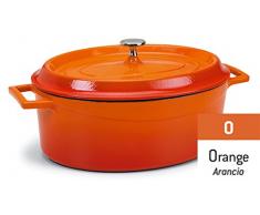 Pentole Agnelli Slowcook Casserole Ovale avec 2 poignées, en Fonte 0.4 litri Orange
