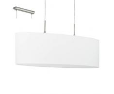 Eglo Pasteri Plafonnier 3 ampoules en textile - Matériaux acier, tissu et verre - Couleurs nickel mat, blanc - Douille E27 - Diamètre : 47,5 cm, Acier et tissu, Nickel mat, blanc, L: 75 cm, E27