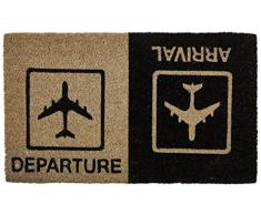 Young Generation Shoe-Max Classic YH101503 Paillasson en fibres de coco avec dos anti-dÃ©rapant en PVC Inscription Arrival/Departure Noir/marron 44 x 74 cm