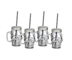 Verre tête de mort avec poignée et paille Cubanios lot de 4