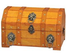 Vintiquewise Coffre au trésor Pirate avec Anneaux de Lion en Bois, Marron Clair, 31 x 20 x 18,5 cm