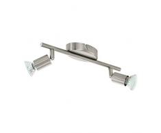 Eglo Spot BUZZ Plafonnier LED, acier, GU10, 3 W, nickel mat Plafonnier 2 lampes Nickel mat