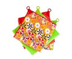 VIGAR Lot de 4 Serviettes de Cuisine Citric Rouge/Vert