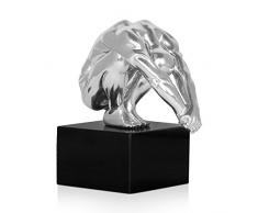 Arte Dal Mondo D1520HS Petit tourment Statue Sculpture figurative Moderne en rÃ©sine dÃ©corÃ©e de Feuilles dargent, 23 x 21,5 x 13 cm