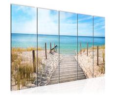 Tableau decoration murale Plage de la mer 150 x 60 cm - XXL Impression sur Toile Salon Appartment 5 Parties - prÃªt Ã accrocher - 609756a