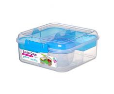 Sistema Bento Cube Box to Go avec Fruits/Pot de Yaourt, Clair/Bleu, 1.25Â Litre