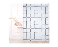 Relaxdays 10026666_1048 Carré, 140x240 cm, Rideau de douche, baignoire bain store, fixation plafond, semi-transparent, PVC, plastique, aluminium, 240 x 140 x 5 cm