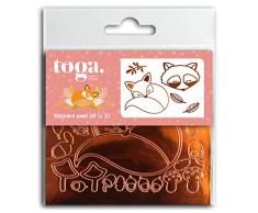 Toga Foxy Stickers Peel Off Relief Renard, Cuivre, taille unique