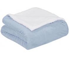 AmazonBasics Plaid double-face en sherpa et microvison, 150 x 200 cm, Bleu fumée