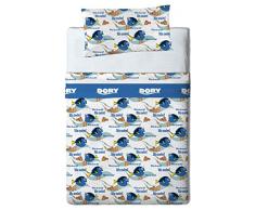 Disney Finding Dory â Jeu de draps de algodón-poliéster, 200 x 90 x 25 cm, Couleur Bleu